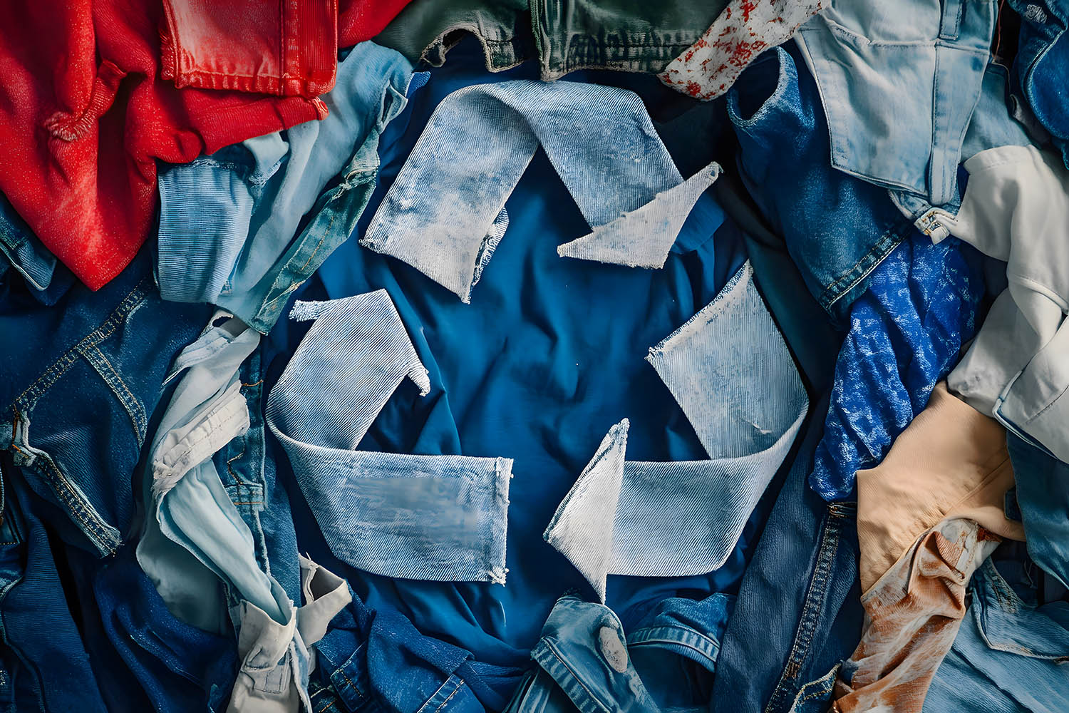 eco friendly and sustainable clothing in shape of recycling sign