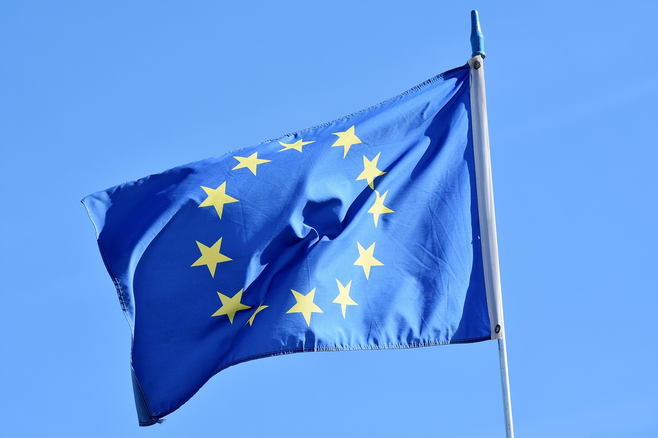 EU flag in wind.