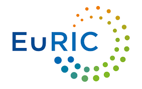 Logo of EuRIC, the European Recycling Industries’ Confederation, featuring the name in blue and a circular gradient of dots in blue, green, and orange.
